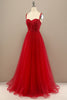Laden Sie das Bild in den Galerie-Viewer, Rotes Spaghettiträger Ballkleid mit Perlen