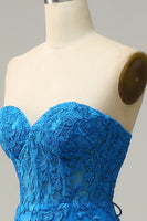 Laden Sie das Bild in den Galerie-Viewer, Meerjungfrau Schatz Königsblau Langes Ballkleid Mit Spitze