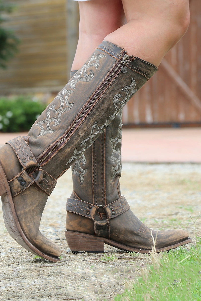 Laden Sie das Bild in den Galerie-Viewer, Blau bestickte Cowgirl Boho Mid Calf Stiefel