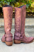 Laden Sie das Bild in den Galerie-Viewer, Blau bestickte Cowgirl Boho Mid Calf Stiefel