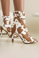 Laden Sie das Bild in den Galerie-Viewer, Leoparden-Schnürstiefeletten mit hohem Absatz