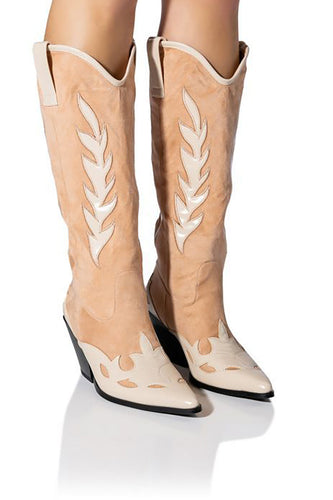 Camel Spitze Zehen Chunky Heel High Cowboystiefel