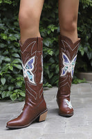 Laden Sie das Bild in den Galerie-Viewer, Schwarze genähte Cowboystiefel mit kleinem Absatz