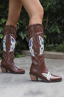 Laden Sie das Bild in den Galerie-Viewer, Schwarze genähte Cowboystiefel mit kleinem Absatz