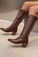 Laden Sie das Bild in den Galerie-Viewer, Schwarze Westernstiefel mit klobigen Absätzen