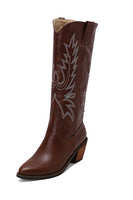 Laden Sie das Bild in den Galerie-Viewer, Schwarze Westernstiefel mit klobigen Absätzen