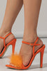Laden Sie das Bild in den Galerie-Viewer, Orangefarbene Stiletto-Sandalen mit offener Zehenpartie