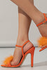 Laden Sie das Bild in den Galerie-Viewer, Orangefarbene Stiletto-Sandalen mit offener Zehenpartie
