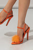 Laden Sie das Bild in den Galerie-Viewer, Orangefarbene Stiletto-Sandalen mit offener Zehenpartie
