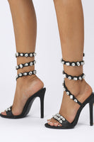 Laden Sie das Bild in den Galerie-Viewer, Schwarze Strass Sexy Stiletto High Heels