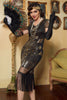 Laden Sie das Bild in den Galerie-Viewer, V-Ausschnitt Blaue Pailletten 1920 Kleid mit Quaste