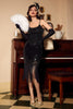 Laden Sie das Bild in den Galerie-Viewer, Bodycon Schwarz Silber Pailletten 1920er Jahre Kleid