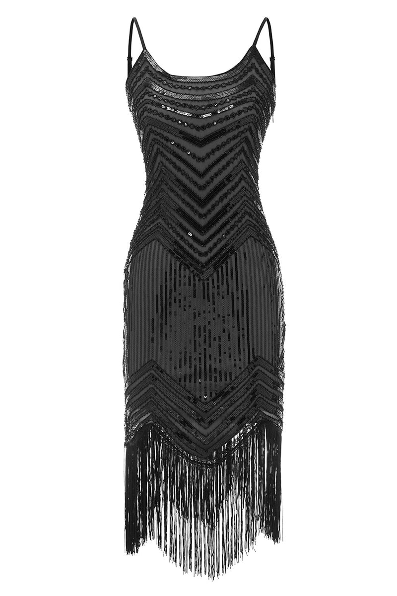 Laden Sie das Bild in den Galerie-Viewer, Schwarze rote Spaghettiträger Kleid der 1920er Jahre