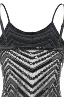 Laden Sie das Bild in den Galerie-Viewer, Bodycon Schwarz Silber Pailletten 1920er Jahre Kleid