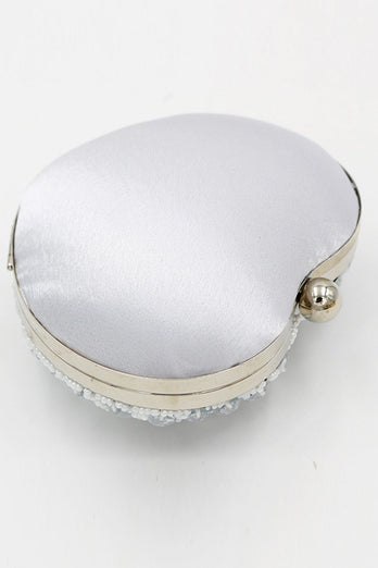 Silberne perlenförmige herzförmige Party clutch