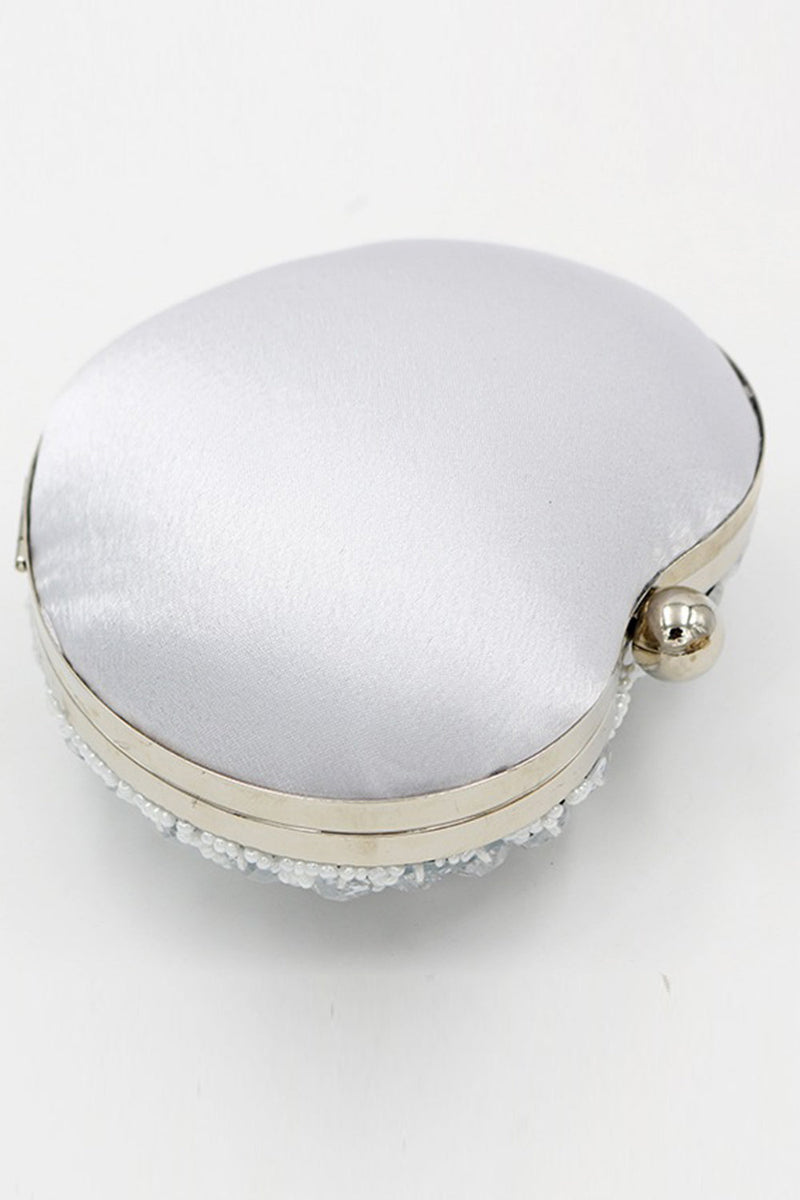 Laden Sie das Bild in den Galerie-Viewer, Silberne perlenförmige herzförmige Party clutch