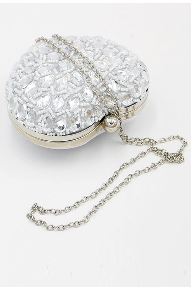 Laden Sie das Bild in den Galerie-Viewer, Silberne perlenförmige herzförmige Party clutch