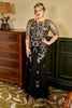 Laden Sie das Bild in den Galerie-Viewer, Schwarzes goldenes Plus Size 1920er Jahre Paillettenkleid