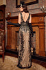 Laden Sie das Bild in den Galerie-Viewer, Champagner Pailletten Gatsby 1920er Jahre Ballkleid