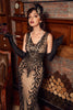 Laden Sie das Bild in den Galerie-Viewer, Champagner Pailletten Gatsby 1920er Jahre Ballkleid