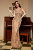 Laden Sie das Bild in den Galerie-Viewer, Champagner Pailletten Gatsby 1920er Jahre Ballkleid