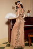 Laden Sie das Bild in den Galerie-Viewer, Champagner Pailletten Gatsby 1920er Jahre Ballkleid