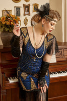 Laden Sie das Bild in den Galerie-Viewer, Schwarz Sechs Stück Wickel Kopfstück 1920er Jahre Accessoires Set