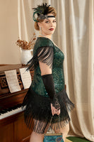 Laden Sie das Bild in den Galerie-Viewer, Schwarz Sechs Stück Halskette Handschuhe 1920er Jahre Party Accessoires