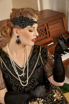 Schwarzer Kopfstück Drop Ohrringe Fünf Stück 1920er Jahre Accessoires Set