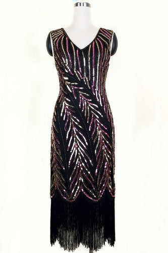 Pailletten tolles Gatsby Kleid mit Fransen