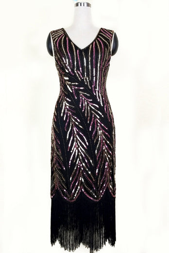 Pailletten tolles Gatsby Kleid mit Fransen