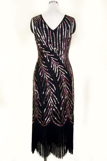 Pailletten tolles Gatsby Kleid mit Fransen