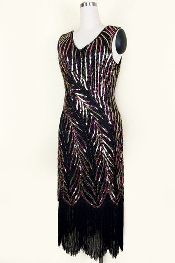 Pailletten tolles Gatsby Kleid mit Fransen