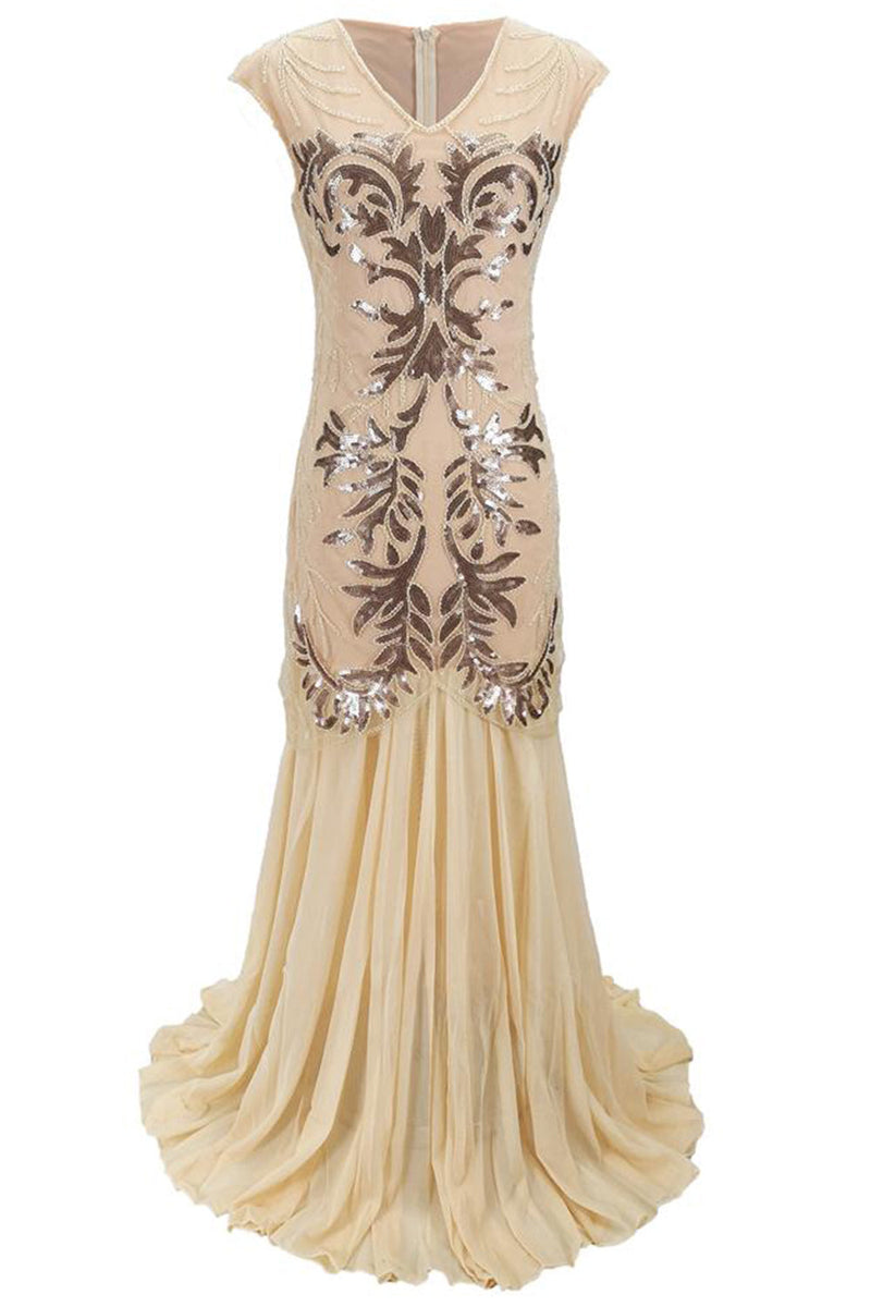 Laden Sie das Bild in den Galerie-Viewer, Langes Paillettenkleid aus den 1920er Jahren Gatsby