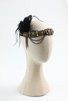 1920er Jahre Flapper Schwarz Gold Fünfteiliges Zubehörset