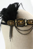 Laden Sie das Bild in den Galerie-Viewer, 1920er Jahre Flapper Schwarz Gold Fünfteiliges Zubehörset