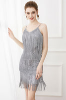 Laden Sie das Bild in den Galerie-Viewer, Schwarze Friges Spaghettiträger 1920er Jahre Kleid