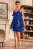 Laden Sie das Bild in den Galerie-Viewer, Graue Spaghettiträger Fransen Roaring 20s Great Gatsby Kleid