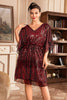 Laden Sie das Bild in den Galerie-Viewer, Rotes Glitzerndes 1920er Jahre Kleid mit Pailletten
