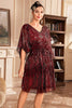 Laden Sie das Bild in den Galerie-Viewer, Rotes Glitzerndes 1920er Jahre Kleid mit Pailletten