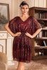 Laden Sie das Bild in den Galerie-Viewer, Rotes Glitzerndes 1920er Jahre Kleid mit Pailletten