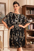Laden Sie das Bild in den Galerie-Viewer, Schwarzes 1920er Jahre Glitzer-Paillettenkleid mit Fledermausärmeln