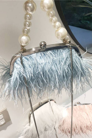 Blaue Quaste Perlen Abendparty Clutch Tasche