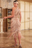 Laden Sie das Bild in den Galerie-Viewer, Champagner Glitzer Neckholder 1920er Jahre Fransenkleid mit ärmellosen