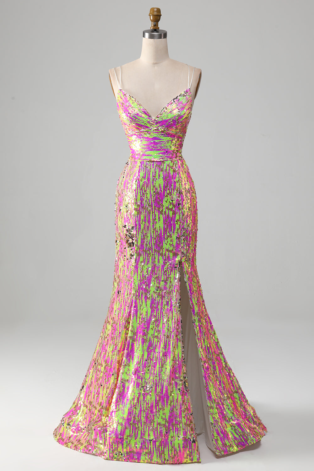 Rosa Glitzerndes Meerjungfrauen Ballkleid mit Schlitz