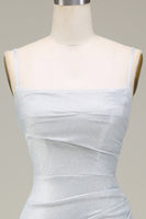 Laden Sie das Bild in den Galerie-Viewer, Graues Meerjungfrau Glitzernde Abschlussballkleid mit Plissee