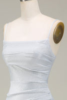 Laden Sie das Bild in den Galerie-Viewer, Graues Meerjungfrau Glitzernde Abschlussballkleid mit Plissee