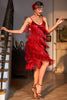 Laden Sie das Bild in den Galerie-Viewer, Rotes Roaring 20s Gatsby Flapper Kleid mit Fransen