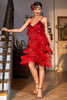 Laden Sie das Bild in den Galerie-Viewer, Rotes Roaring 20s Gatsby Flapper Kleid mit Fransen