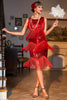 Laden Sie das Bild in den Galerie-Viewer, Rotes Fransen Roaring 20s Paillettenkleid